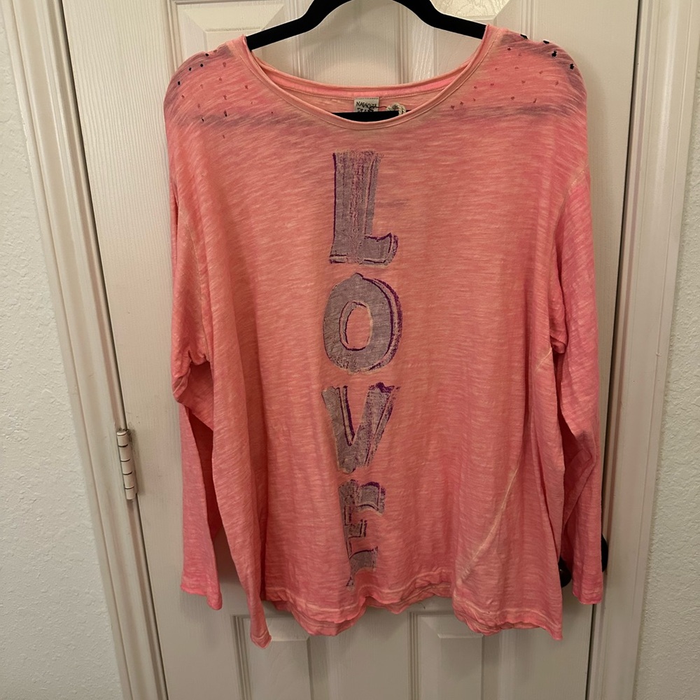 Magnolia Pink Long Sleeve Love Graphic Top